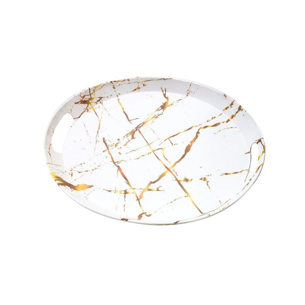 High Quality Marble Pattern Oval Melamine Serving Tray 36*30 cm