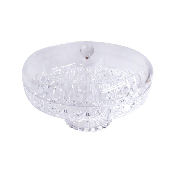 Multipurpose Acrylic Footed Cake Stand Snack and Condiment Tray with Cover L:31 cm