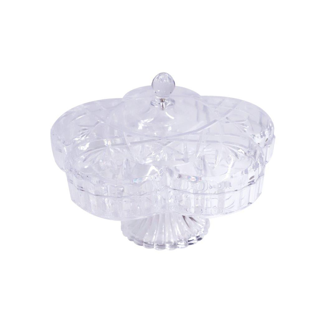 علبة حلوى أكريليك عالية الجودة مع غطاء 31 × 23 سم، صينية وجبات خفيفة لتخزين التوابل