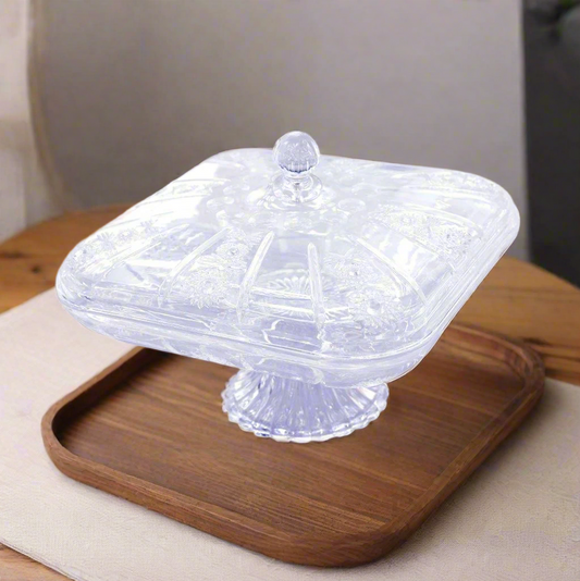 صندوق حلوى عالي الجودة مصنوع من الأكريليك مع صينية وجبات خفيفة لتخزين التوابل مع غطاء 28 × 28 × 22 سم