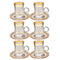 Deco Engraved Gold Abstract Design Istikana Glass Tea Cup and Saucer Set of 6 Pcs 11 cm/120 ml