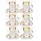 Deco Engraved Gold Abstract Design Istikana Glass Tea Cup and Saucer Set of 6 Pcs 11 cm/120 ml