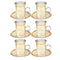 Deco Engraved Gold Abstract Design Istikana Glass Tea Cup and Saucer Set of 6 Pcs 11 cm/70 ml