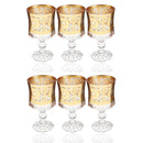 Deco Engraved Gold Abstract Design footed Istikana Glass Tea Cup Set of 6 Pcs 140 ml