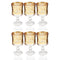 Deco Engraved Gold Abstract Design footed Istikana Glass Tea Cup Set of 6 Pcs 140 ml