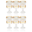 Deco Engraved Gold Abstract Design footed Istikana Glass Tea Cup Set of 6 Pcs 140 ml