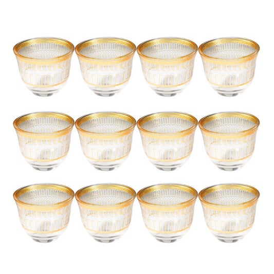 Deco Engraved Glass Cawa Shafee Cup Set of 12 Pcs 60 ml
