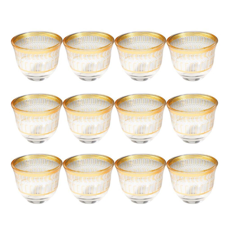 Deco Engraved Glass Cawa Shafee Cup Set of 12 Pcs 60 ml