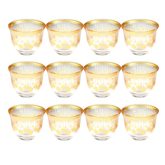 Deco Engraved Glass Cawa Shafee Cup Set of 12 Pcs 60 ml