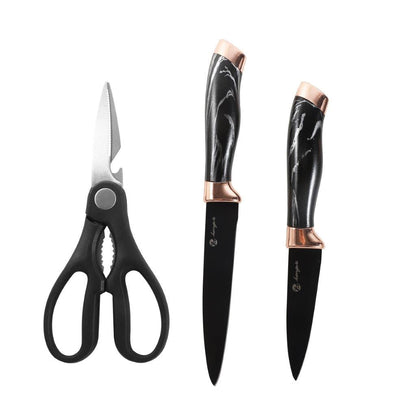Premium Quality Stainless Steel Chef Kitchen Knife Set of 7 Pcs Abstract Print Handle