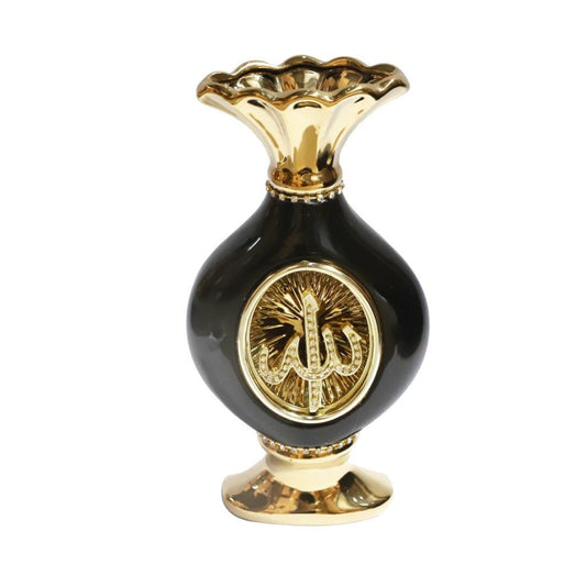 ديكورات سيراميك اسلامية باللونين الاسود والذهبي اسم الله محمد مجموعة من قطعتين 27*15 سم