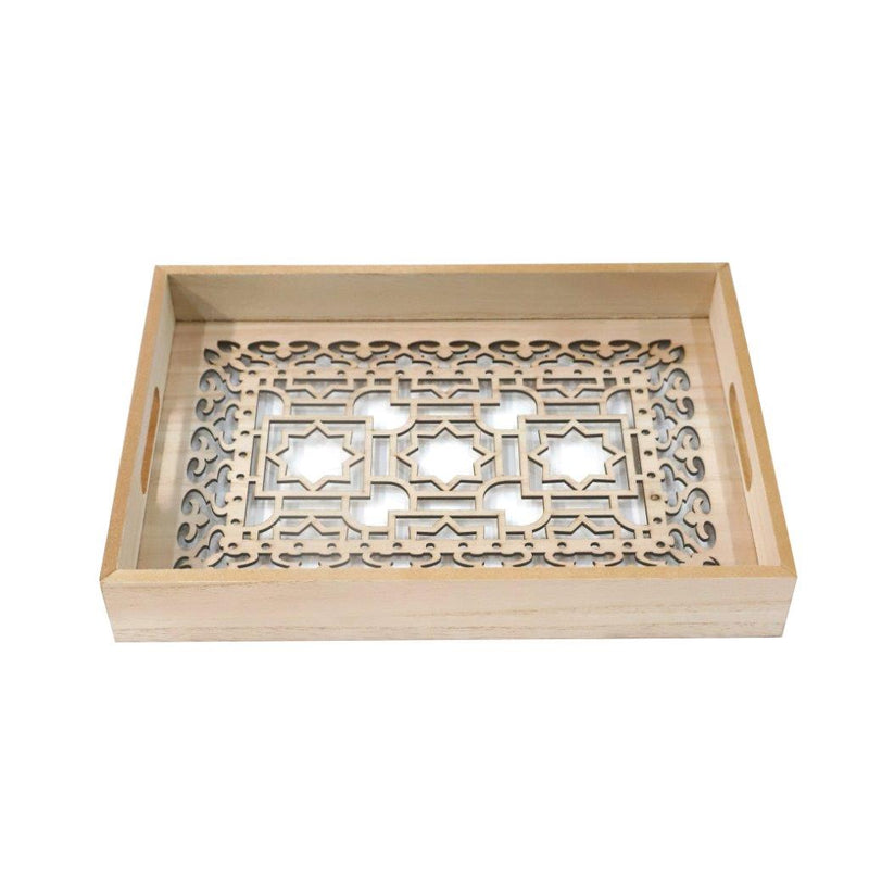 Abstract Deco Food Tray MDF Reactangle Serving Tray Set of 2 Pcs 30*40/25*35 cm