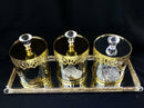 Gold Crystal Glass Candy Jar Canisters Set of 3 with Tray 10*19 cm 39.5*14.5/10*14 cm