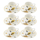 Royal Cream Abstract Print Ceramic Coffee Cup & Saucer Set of 6 Pcs