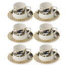 Royal Cream Abstract Print Ceramic Coffee Cup & Saucer Set of 6 Pcs