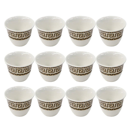 Ceramic Coffee Cawa Shafee Cup Set of 12 Pcs Abstract Print 80 cc