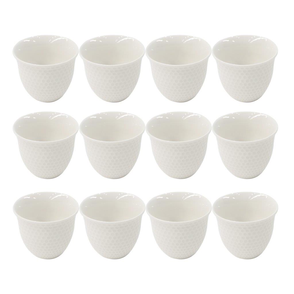 Ceramic Coffee Cawa Shafee Cup Set of 12 Pcs Abstract Print 80 cc