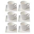 Ceramic Coffee Cup and Saucer Set of 6 Pcs Abstract Embossed Design 85CC/10.5*10 cm