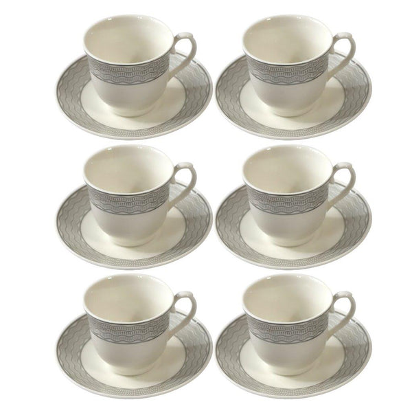 Ceramic Coffee Cup and Saucer Set of 6 Pcs Abstract Print Design 85CC/11 cm