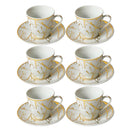 Ceramic Coffee Cup and Saucer Set of 6 Pcs Abstract Print Design 85CC/11 cm