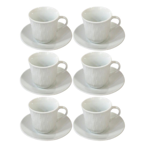 Ceramic Coffee Cup and Saucer Set of 6 Pcs Plain Design 85CC/11 cm