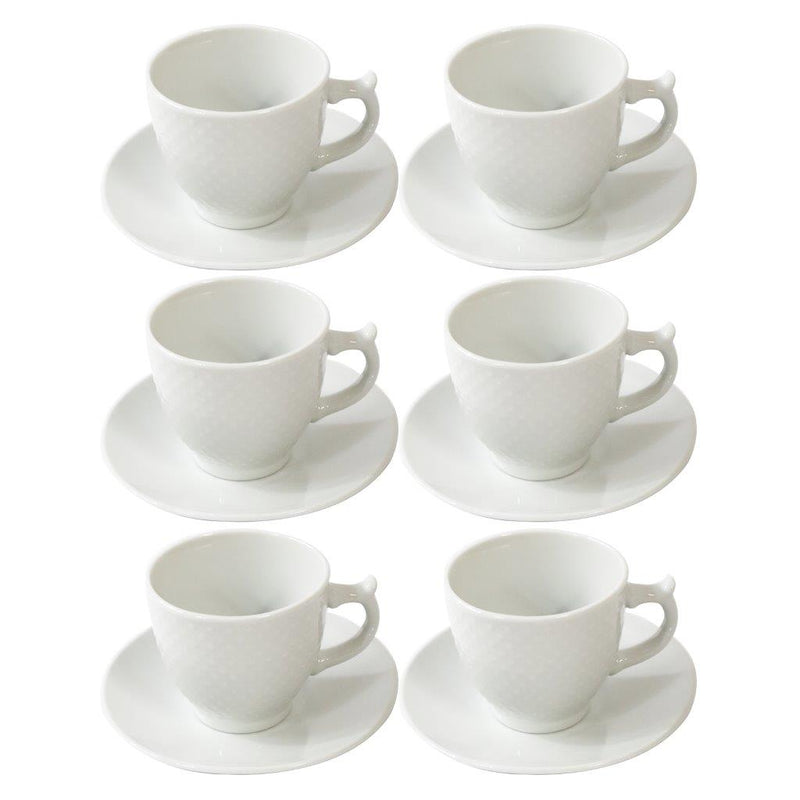 Ceramic Coffee Cup and Saucer Set of 6 Pcs Plain Design 85CC/11 cm