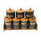 Ceramic Tea Coffee Sugar Canister with Wooden Lid Set of 3 Pcs 10*15/8*10 cm