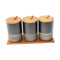 Abstract Print Ceramic Canister Set of 7 Pcs with Wooden Lid and Stand 10*15 cm