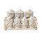 Abstract Print Ceramic Canister Set of 7 Pcs and Stand 7.5*9.5/10*12.5 cm