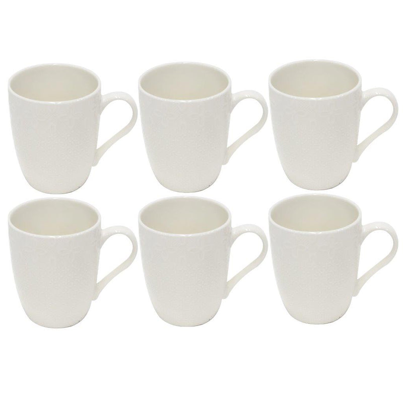 Ceramic Coffee Mug Set of 6 Pcs with Box White & Tableware 9*11 cm