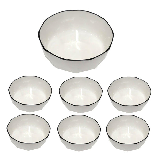 Ceramic Dinnerware Serveware Plain White Bowl Set of 7 Pcs 7pcs set (4.5"/8")