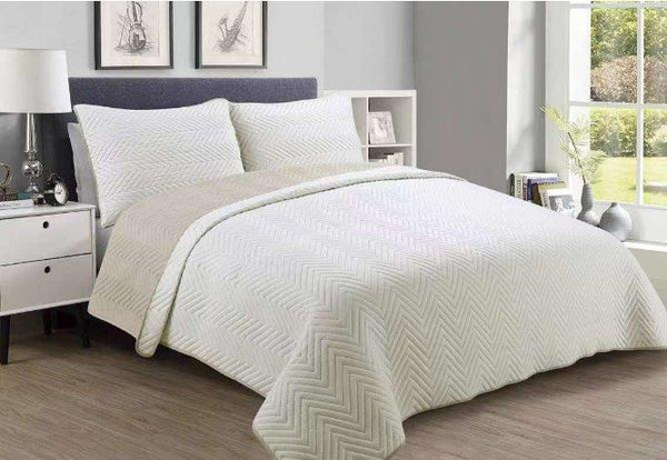 Light Cream Cotton Comforter Bedspread Bedding Set Bed Cover with Pillowcase Set of 3 Pcs Bed Cover