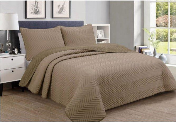 Dark Coffee Color Cotton Comforter Bedspread Bedding Set Bed Cover with Pillowcase Set of 3 Pcs Bed