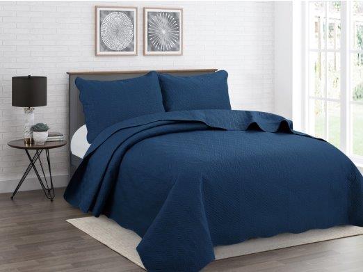 Indigo Blue Color Cotton Comforter Bedspread Bedding Set Bed Cover with Pillowcase Set of 2 Pcs Bed