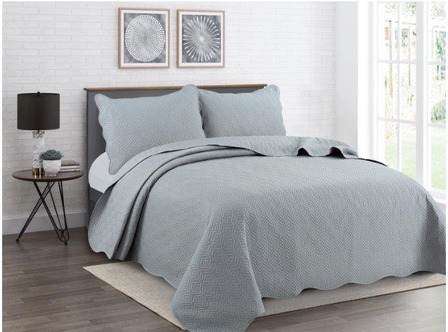 Light Grey Color Cotton Comforter Bedspread Bedding Set Bed Cover with Pillowcase Set of 2 Pcs Bed C