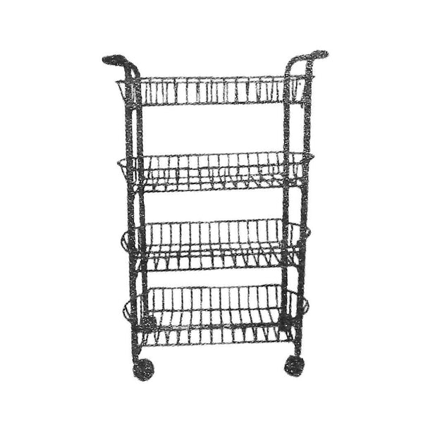 Iron Fruit Vegetable Trolley 3 Tier Kitchen Storage Shelf Chrome Finish 49*27*79 cm