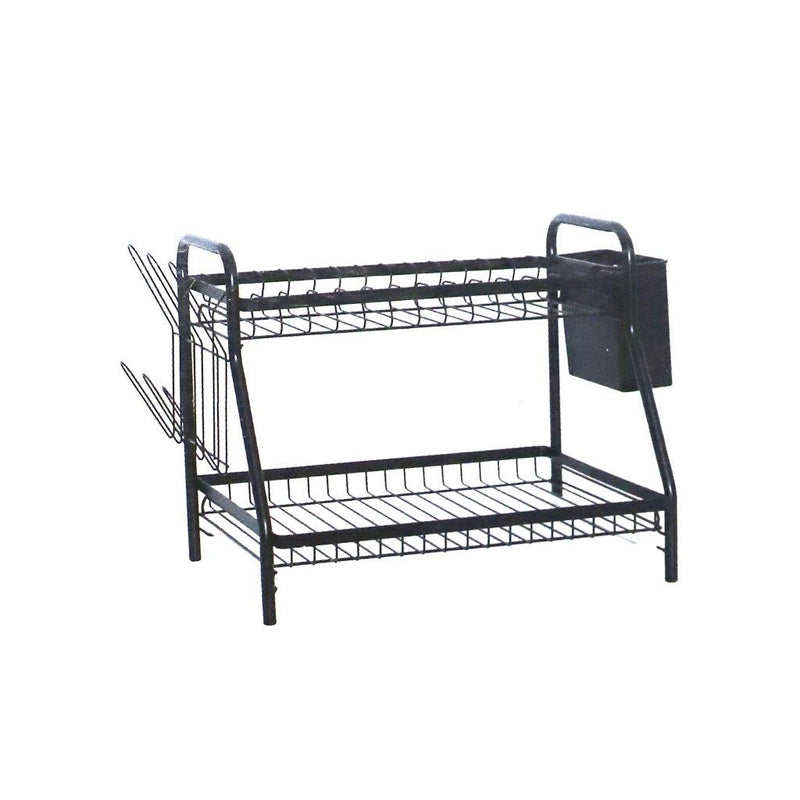 Kitchen Storage Black Metal Dish Rack 2 Tier Cutlery Storage Organizer 40*25*31 cm