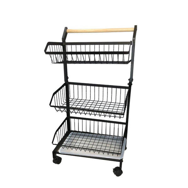 Iron Fruit Vegetable Trolley 4 Tier Wheels Kitchen Storage Shelf Chrome Finish 40*29*67 cm