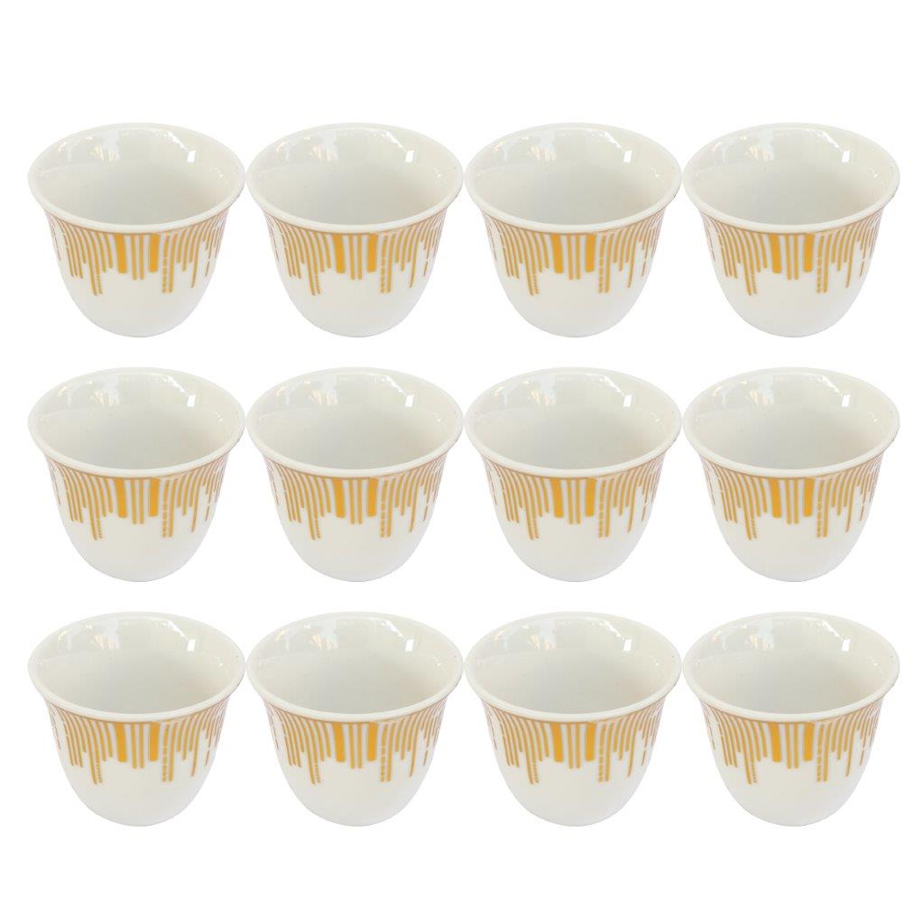 طقم أكواب شاي قهوة سيراميك شافي 12 قطعة طباعة تجريدية 75 مل