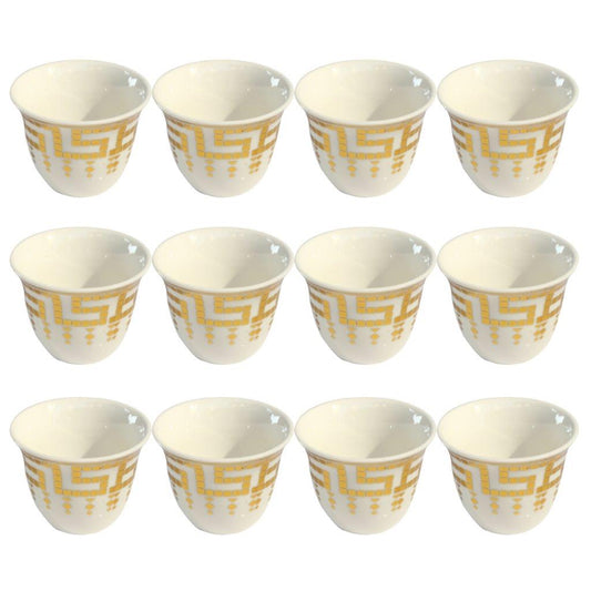 Ceramic Coffee Cawa Shafee Cup Set of 12 Pcs Abstract Print 75 ml