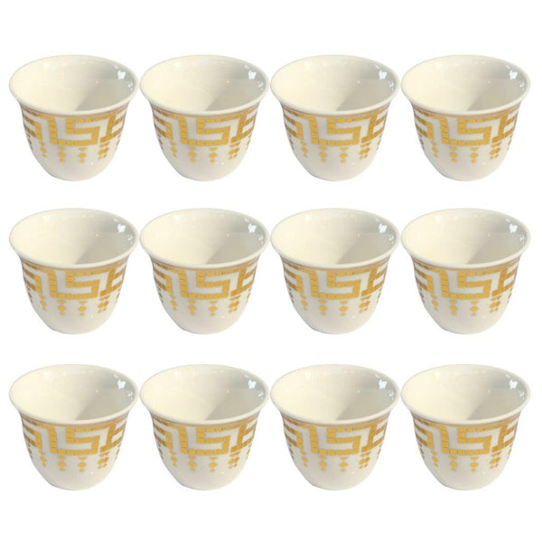 Ceramic Coffee Cawa Shafee Cup Set of 12 Pcs Abstract Print 75 ml