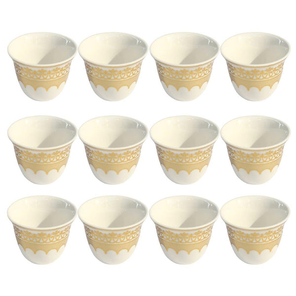 Ceramic Coffee Cawa Shafee Cup Set of 12 Pcs Abstract Print 75 ml