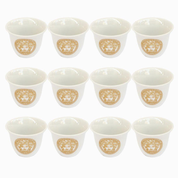 Ceramic Coffee Cup and Saucer Set of 6 Pcs Abstract Print Design 75 ml