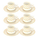 Ceramic Coffee Cup and Saucer Set of 6 Pcs Abstract Print Design 100 ml/12 cm