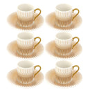 Ceramic Coffee Cup and Saucer Set of 6 Pcs Abstract Print Design 90 ml 12 cm