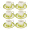 Ceramic Coffee Cup and Saucer Set of 6 Pcs Abstract Print Design 100 ml 12 cm