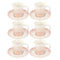 Ceramic Coffee Cup and Saucer Set of 6 Pcs Abstract Print Design 100 ml 12 cm