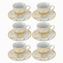 Ceramic Coffee Cup and Saucer Set of 6 Pcs Abstract Print Design 80 ml 10.5 cm