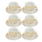 Ceramic Coffee Cup and Saucer Set of 6 Pcs Abstract Print Design 100 ml 10.5 cm