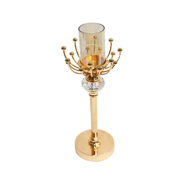 Satin Gold Elegant Metal Candleholder Wedding Table Centrepiece 28*10 cm